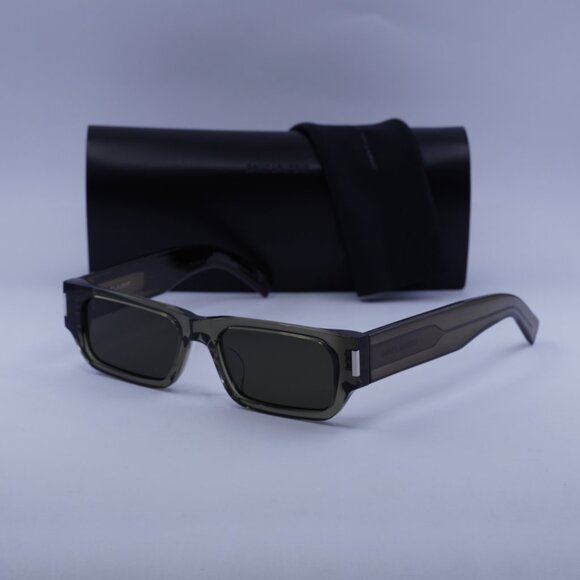 Saint Laurent SL660/F 003 Rectangle Sunglasses - Brown/Grey - Picture 5 of 13